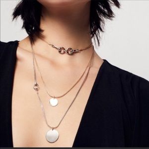 Free People Silver & Gold Layered Sol Necklace